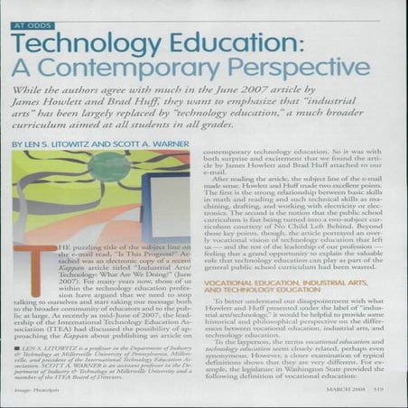 technology education a contemporary perspective