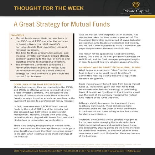 (314)   a great strategy for mutual funds