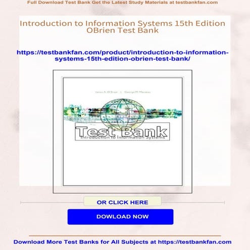 Introduction to Information Systems 15th Edition OBrien Test Bank