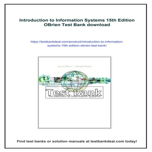 Introduction to Information Systems 15th Edition OBrien Test Bank | PDF