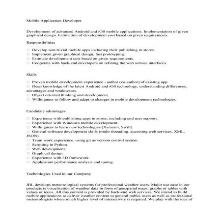 Mobile Application Developer