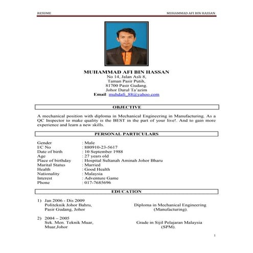 CV Muhammad Afi Hassan 2015