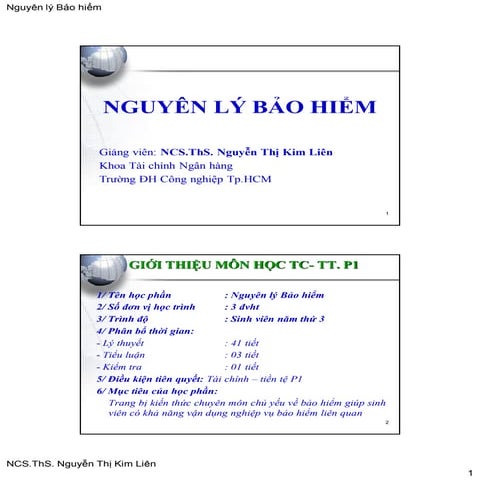 Bài Giảng Nguyên Lý Bảo Hiểm 