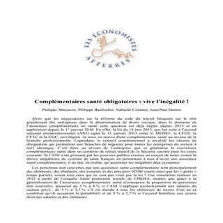Complémentaire santé: note des écon...