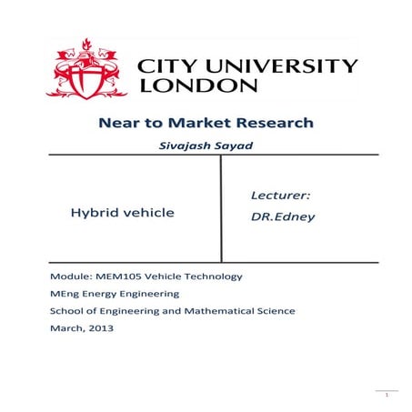 Hybrid vehicles mini project-Sivajash Sayad