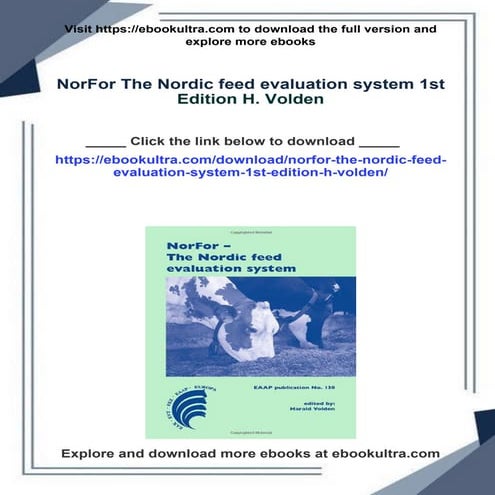 NorFor The Nordic feed evaluation system 1st Edition H. Volden | PDF