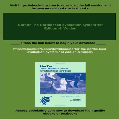 NorFor The Nordic feed evaluation system 1st Edition H. Volden | PDF