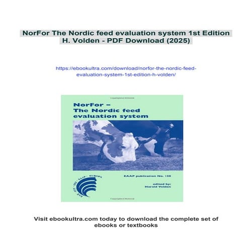 NorFor The Nordic feed evaluation system 1st Edition H. Volden | PDF
