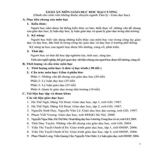 Giáo Án Môn Giáo Dục Học Đại Cương 