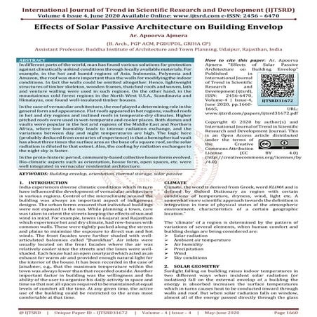 Effects of Solar Passive Architecture on Building Envelop