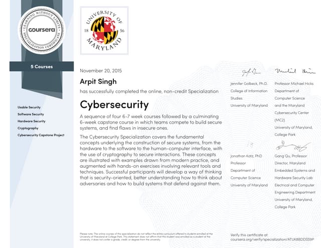 cyber security courses coursera