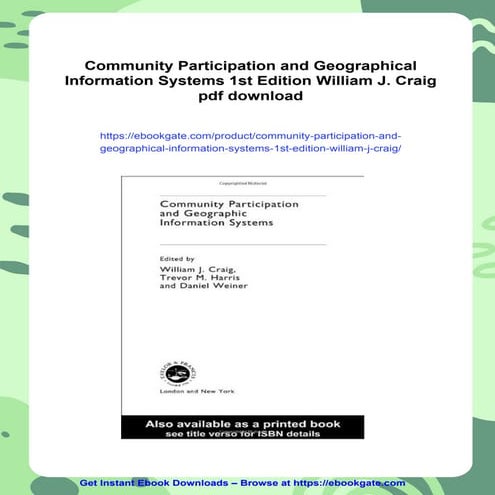 Community Participation and Geographical Information Systems 1st Edition Will...