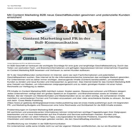 Mit Content Marketing B2B neue Geschäftskunden gewinnen und potenzielle Kunde...