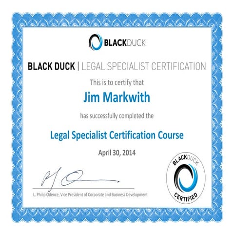 Black Duck Legal Certification_Markwith | PDF