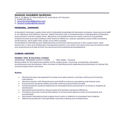 shahid shabbir cv