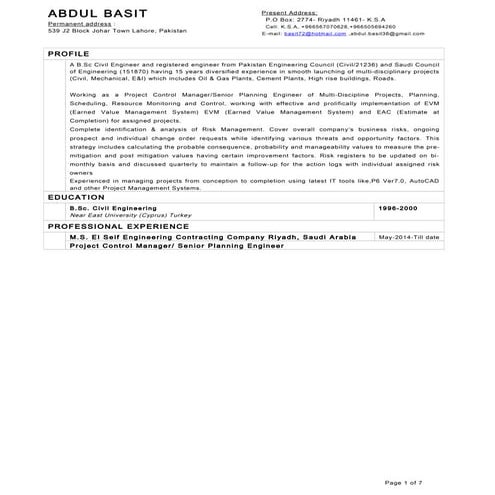 Abdul Basit Resume