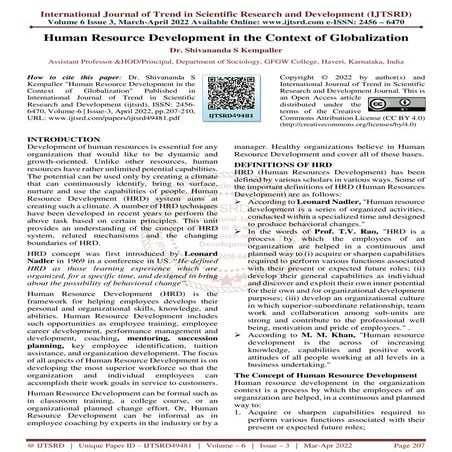 Human Resource Development in the Context of Globalization