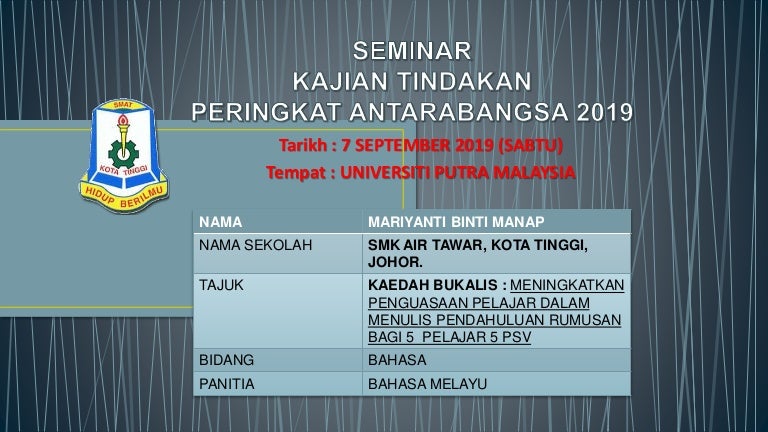 Seminar Kajian Tindakan 2019 Pn Mariyanti