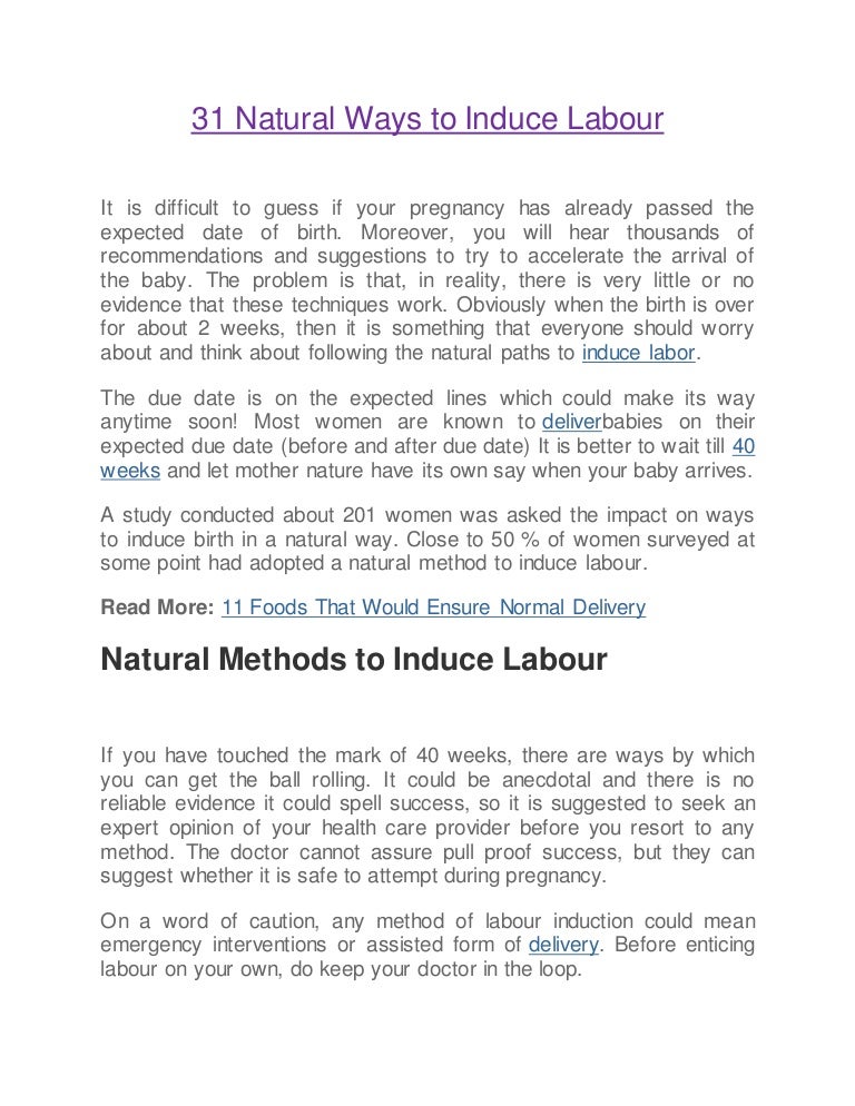 31 Natural Ways To Induce Labour