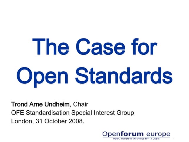 The Case For Open Standards