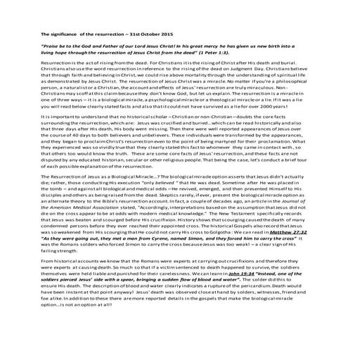 31st october 2015   the significance of the resurrection