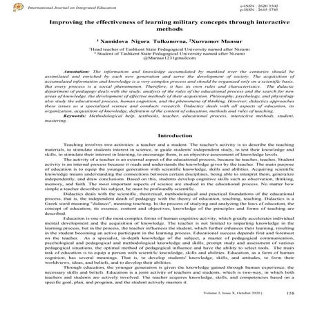 Improving the effectiveness of learning military concepts through interactive...