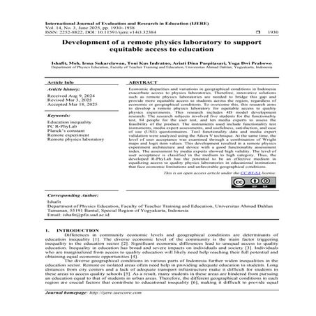 Development of a remote physics laboratory to support equitable access ...