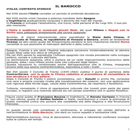 32. Il Seicento - Il Barocco - Caratteri generali