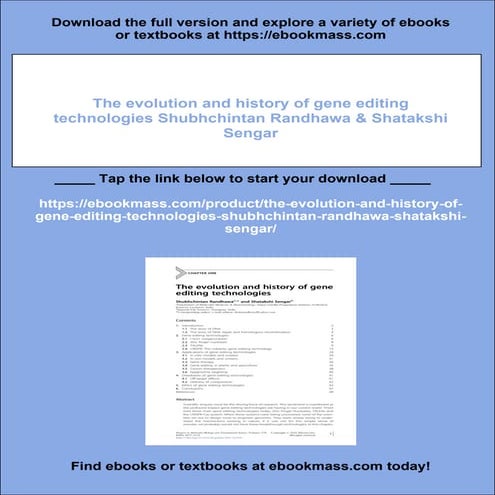 The evolution and history of gene editing technologies Shubhchintan Randhawa ...