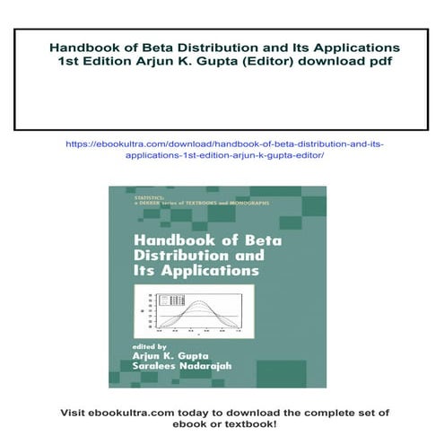 Handbook of Beta Distribution and Its Applications 1st Edition Arjun K. Gupta...