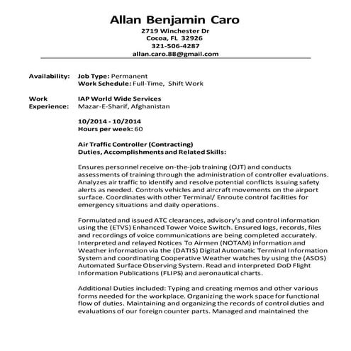 Allan Caro Resume