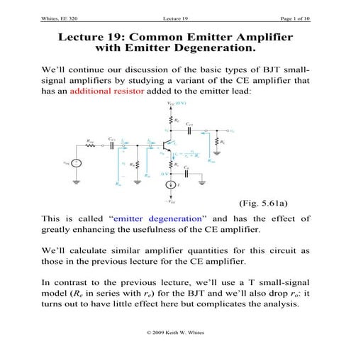 Common Emitter With Emitter Resistance Re