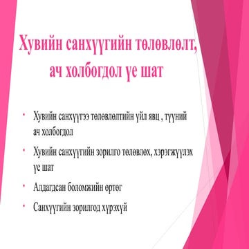 Хувь хүний санхүүгийн төлөвлөлт | PPT