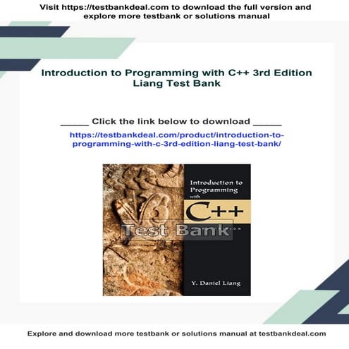 Introduction to Programming with C++ 3rd Edition Liang Test Bank | PDF