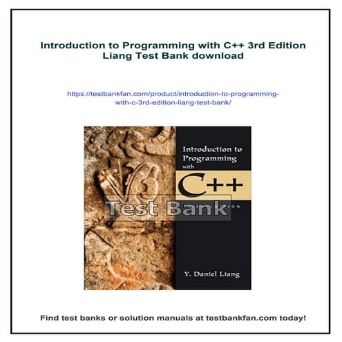 Introduction to Programming with C++ 3rd Edition Liang Test Bank | PDF