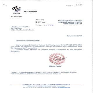 IDCC 3211 adhesion du SYNEP CFE-CGC 