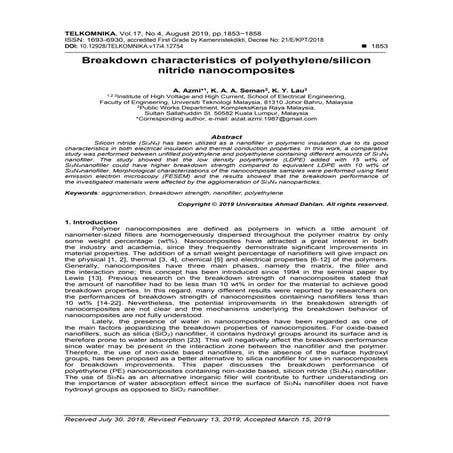 Breakdown characteristics of polyethylene/silicon nitride nanocomposites