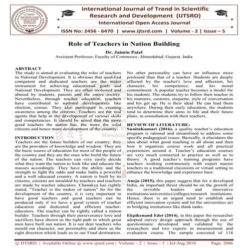 Role of Teachers in Nation Building | PDF