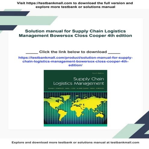Solution manual for Supply Chain Logistics Management Bowersox Closs ...
