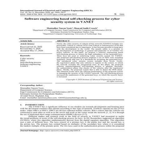Software engineering based self-checking process for cyber security system in...
