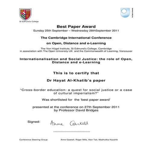 Best paper shortlist 2011 Al-Khatib