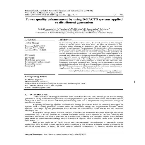 Power quality enhancement by using D-FACTS systems applied to distributed gen...