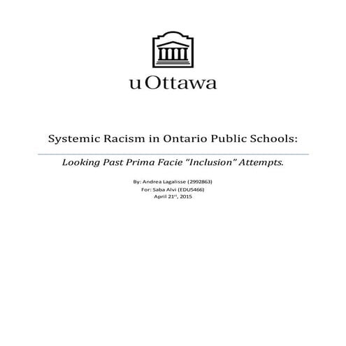 Systemic Racism in Ontario Public Schools