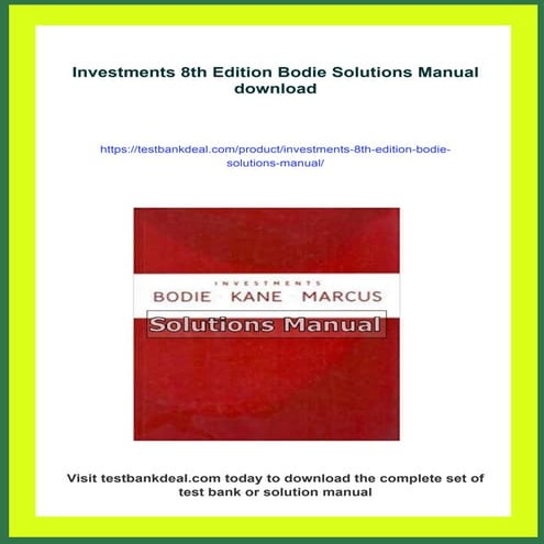 Investments 8th Edition Bodie Solutions Manual | PDF