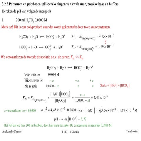 Oefeningen op pH-berekeningen van Polyzuren en polybasen