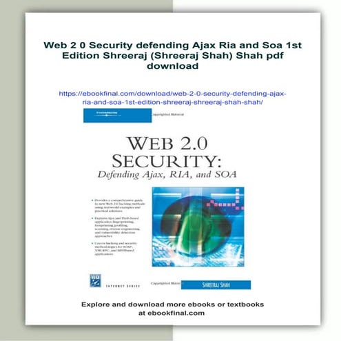 Web 2 0 Security defending Ajax Ria and Soa 1st Edition Shreeraj (Shreeraj Sh...