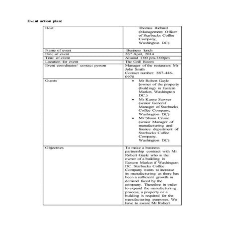 Event action plan