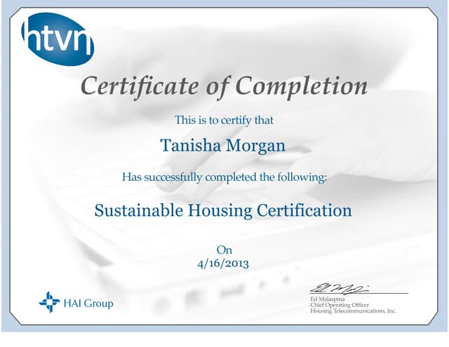 Sustainable Housing Certificate (1) | PDF