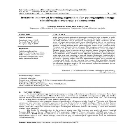 Iterative improved learning algorithm for petrographic image classification a...