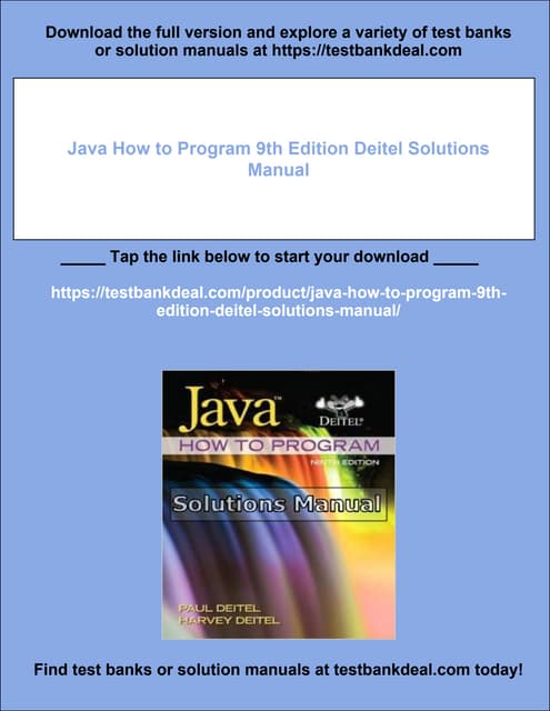 Java How to Program 9th Edition Deitel Solutions Manual | PDF
